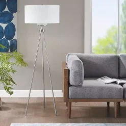 Silver Metal Tripod Floor Lamp