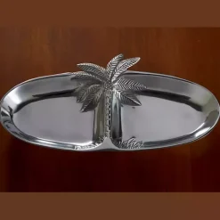 Silver Palm Tree Bathroom Vanity Tray