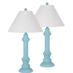 Sky Blue Coastal Ariel Table Lamps, Set of 2