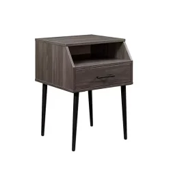 Slate Gray Open Storage Accent Table