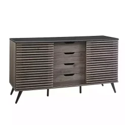 Slate Gray Slatted 4-Drawer Cabinet