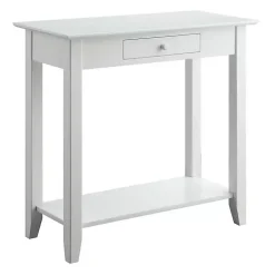 Slim White Single Drawer Console Table