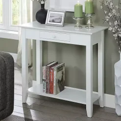 Slim White Single Drawer Console Table