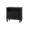 Smooth Black 2-Drawer Wood Nightstand