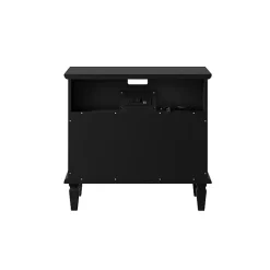 Smooth Black 2-Drawer Wood Nightstand