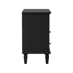 Smooth Black 2-Drawer Wood Nightstand