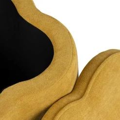 Spice Yellow Chenille Flower Storage Ottoman