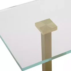 Square Glass and Black Marble Accent Table