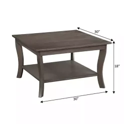 Square Graywash Curved Legs Coffee Table
