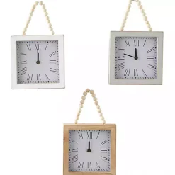 Square Wood Beaded Wall Clocks, Set of 3