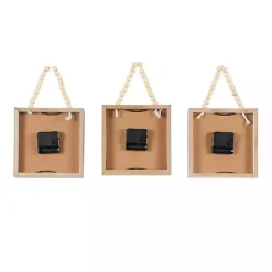Square Wood Beaded Wall Clocks, Set of 3