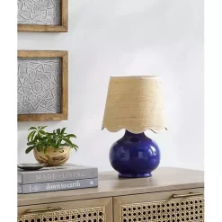 Stella Blue Diminuta Table Lamp with Woven Shade