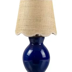 Stella Blue Mini Table Lamp with Woven Shade