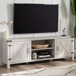 Stone Gray Barn Door TV Stand