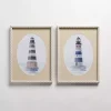 Striped Lighthouse Framed Art Prints, Set of 2