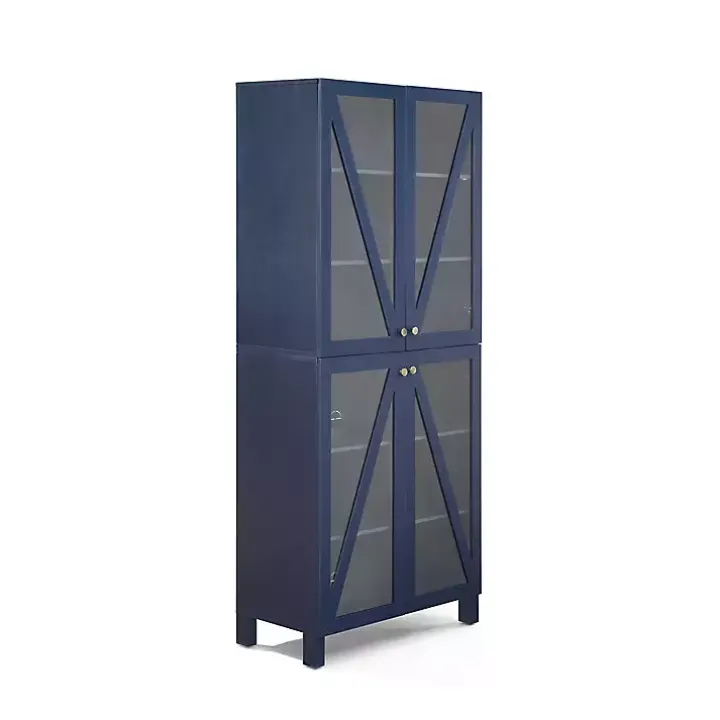 Tall Navy Triangle 4-Door Wood Cabinet