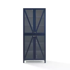 Tall Navy Triangle 4-Door Wood Cabinet