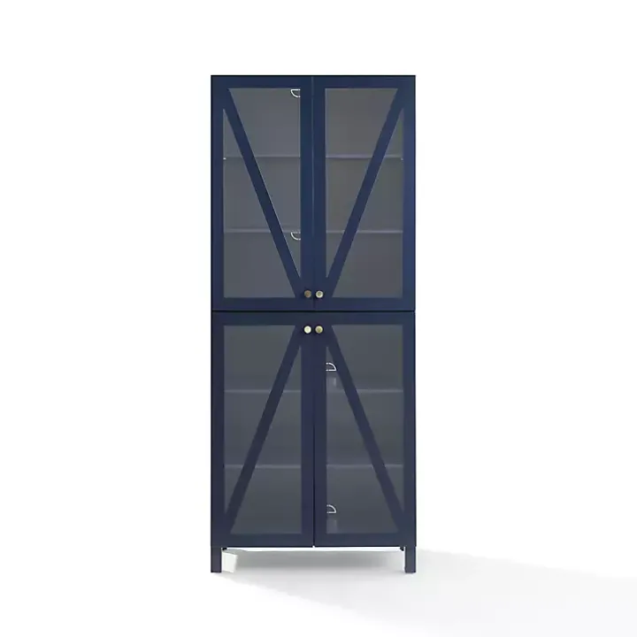 Tall Navy Triangle 4-Door Wood Cabinet
