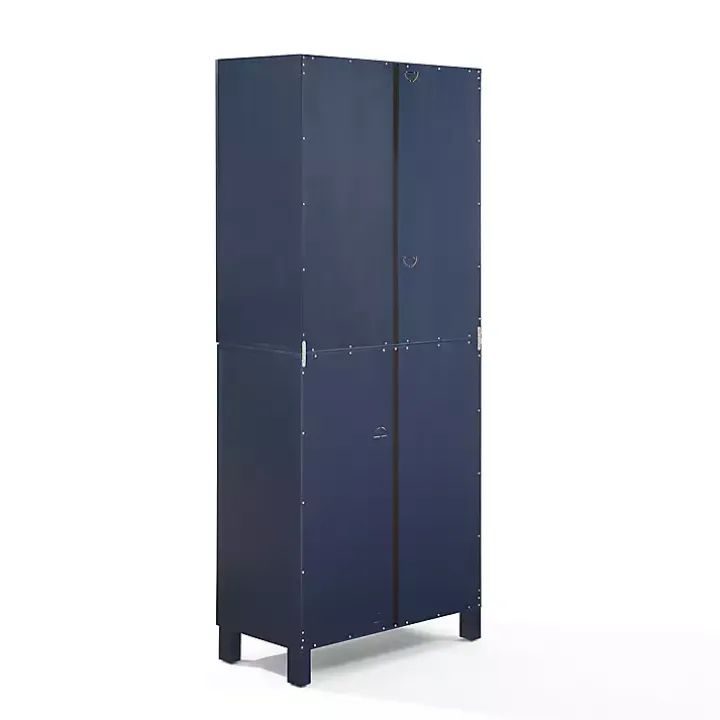 Tall Navy Triangle 4-Door Wood Cabinet