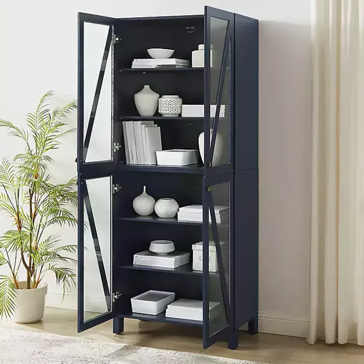 Tall Navy Triangle 4-Door Wood Cabinet