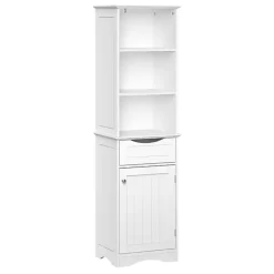 Tall White Open Shelves Cabinet