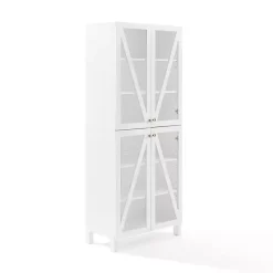 Tall White Triangle 4-Door Wood Cabinet