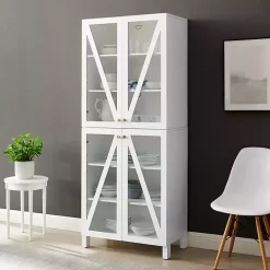 Tall White Triangle 4-Door Wood Cabinet