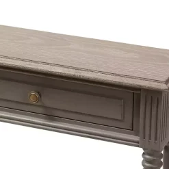 Tan and Gray Ornate Ball Turned Console Table
