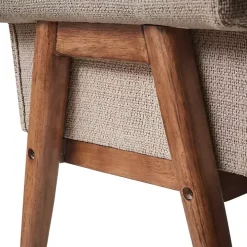 Tan Button Tufted Wood Bench