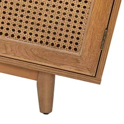 Tan Cane Wood Storage Media Cabinet