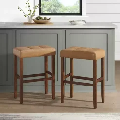 Tan Faux Leather Madison Walnut Bar Stool