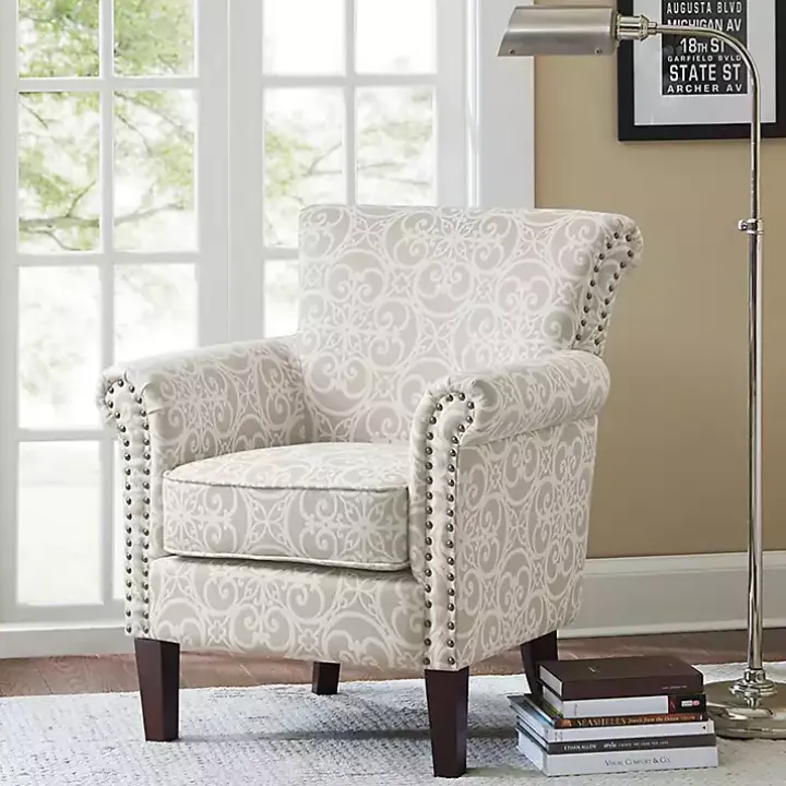 Tan Fretwork Accent Club Chair