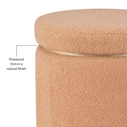 Tan Sherpa Upholstered Storage Ottoman