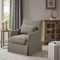 Tan Skirted Swivel Martha Stewart Accent Chair