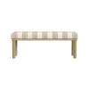 Tan Striped Upholstered Wood Leg Bench