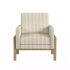 Tan Striped Upholstered Wood Frame Armchair