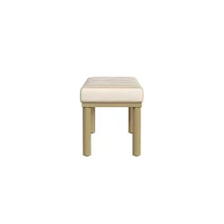 Tan Striped Upholstered Wood Leg Bench