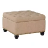 Tan Upholstered Ava Coffee Table Ottoman