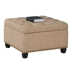 Tan Upholstered Ava Coffee Table Ottoman