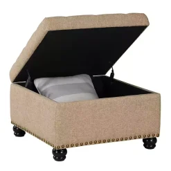 Tan Upholstered Ava Coffee Table Ottoman