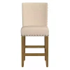 Tan Upholstered Nailhead Trim Counter Stool