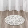 Taupe Cotton Tufted Medallion Bath Mat, 25 in.