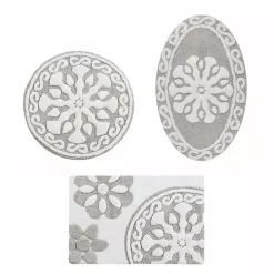 Taupe Cotton Tufted Medallion Bath Mat, 25 in.