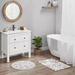 Taupe Cotton Tufted Medallion Bath Mat, 25 in.