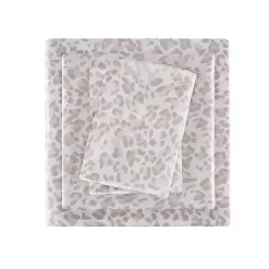 Taupe Leopard Print Satin 4-pc. Full Sheet Set