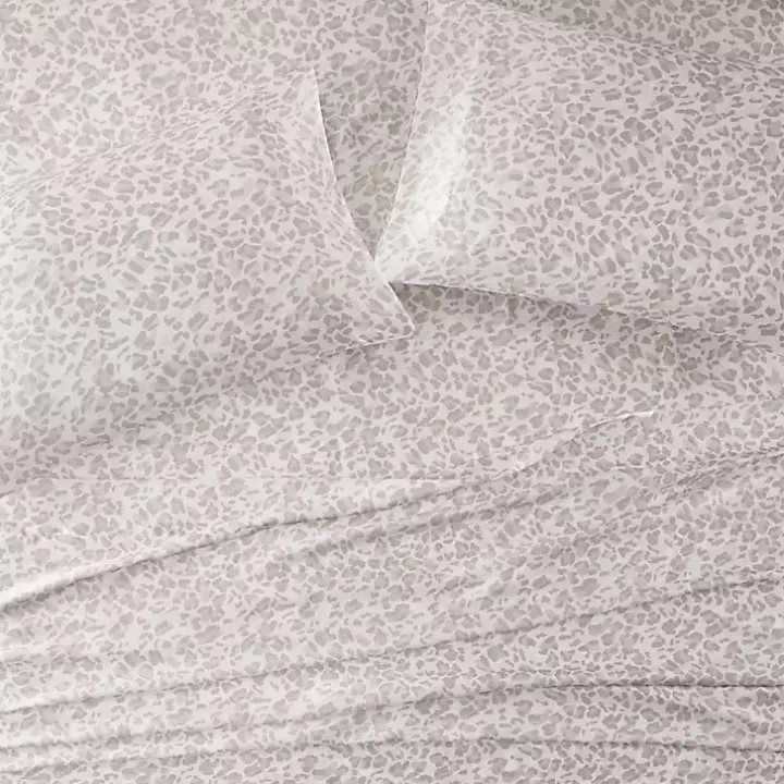 Taupe Leopard Print Satin 3-pc. Twin Sheet Set
