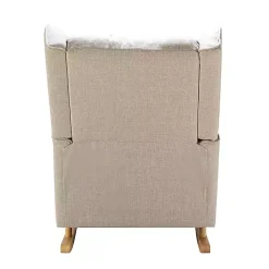 Taupe Upholstered Natural Base Wingback Rocker