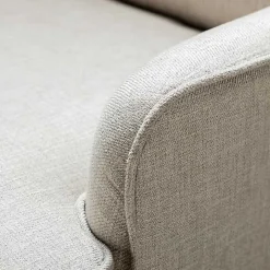 Taupe Upholstered Natural Base Wingback Rocker