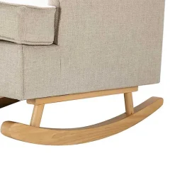 Taupe Upholstered Natural Base Wingback Rocker