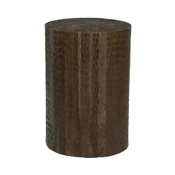 Teak Wood Drum Accent Table
